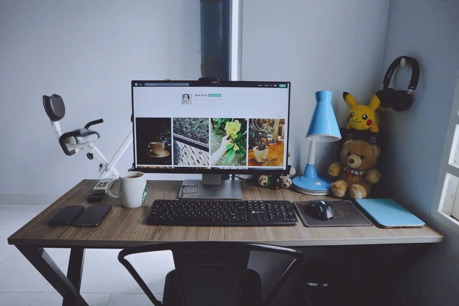 A tablet displaying a financial website, accompanied by a white keyboard and mouse. Perfect for stock visuals with a tech-inspired theme.